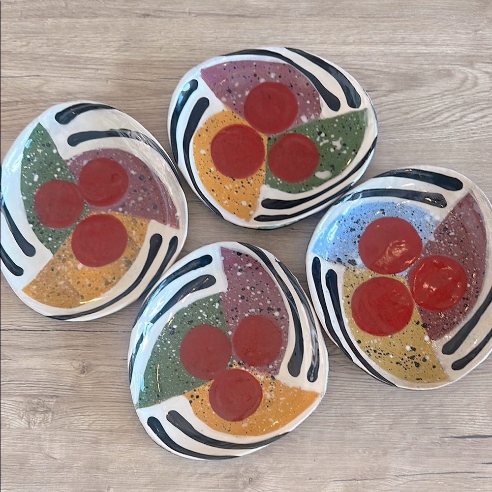 Artisan Multicolor Ceramic Plates by Jack Charney